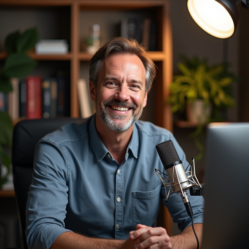 Автор подкаста записывает эпизод