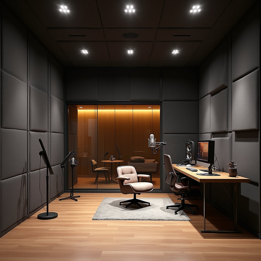 Интерьер студии с акустическими панелями