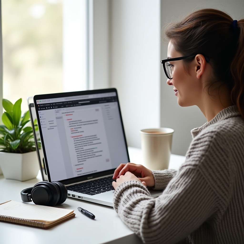 Написание шоу-нотов для подкаста на ноутбуке